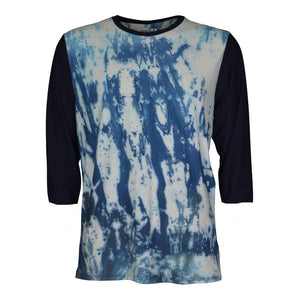 Fromme Merino Jersey Men's 3/4 Sleeve - Shibori/Navy